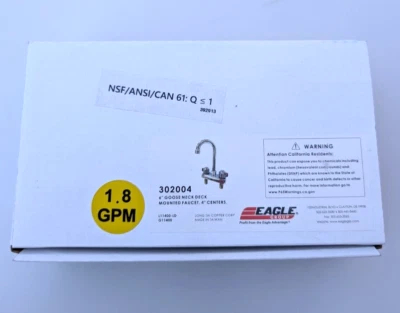 Eagle 302004 6" Goose Neck Deck Mounted Faucet, 4" Center - Image 1 of 3