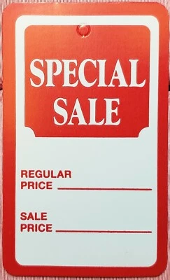 1000 红色白色特别销售优惠券商品价格标签大号无绑标签 — 第 1/4 张图片