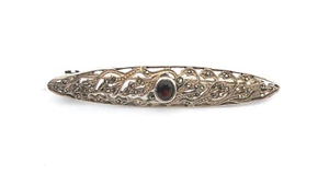 Vintage 925 Sterling Silber echte rote Granat Edelsteine Anstecknadel Brosche - Bild 1 von 3