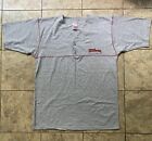 Vintage 90er Jahre Wilson Tennis Henley T-Shirt grau Größe XL Sportbaumwolle