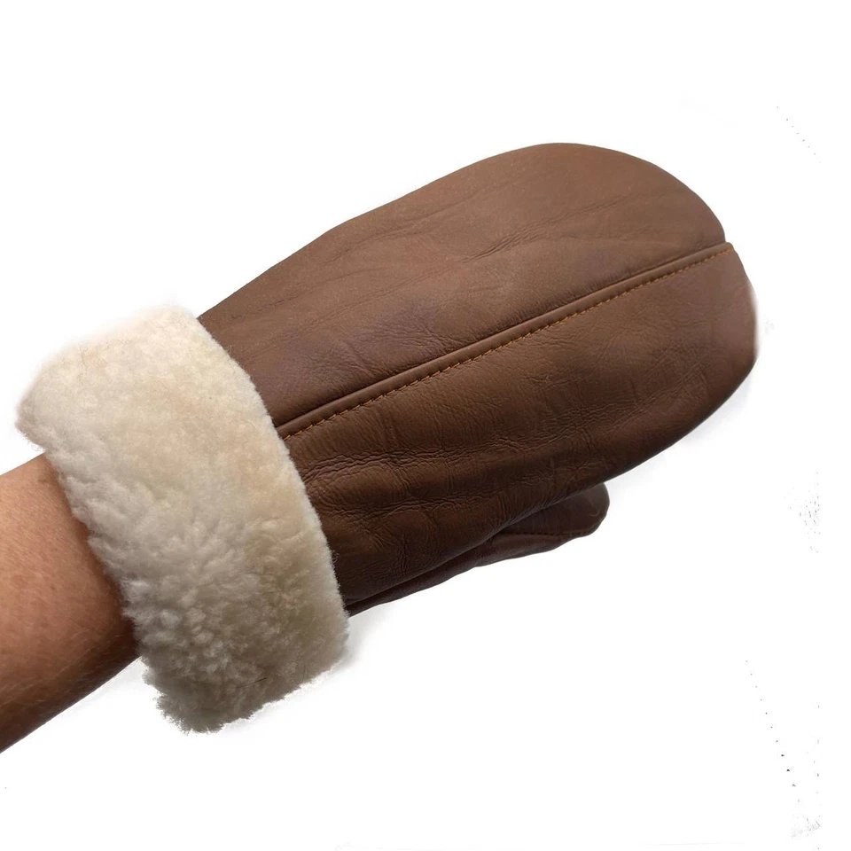 Guantes de invierno de piel de oveja genuinos reales guantes de piel de oveja unisex S-2XL Foto 1 de 4