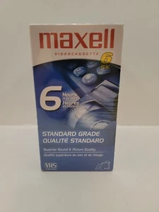 Maxell Blank VHS Tapes 6 Hour Standard Grade T-120 New Factory Sealed 6 Pack - Picture 1 of 5