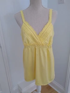 Dorothy Perkins Yellow 100% Cotton V-Neck Sleeveless Tunic Cami Top - UK 16 - Picture 1 of 6
