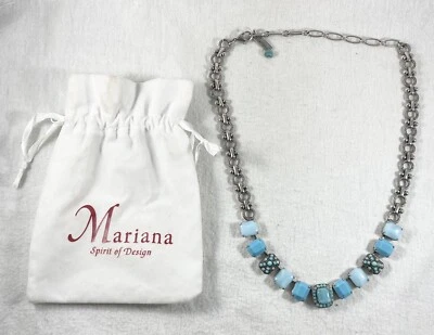 "Collar Mariana imitación cristal turquesa 21"" de largo"  Foto 1 de 3