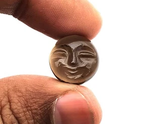 Natürlicher Rauchquarz handgeschnitzt Gesicht lose Edelstein 14,50 mm 13 Karat - Bild 1 von 4
