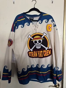 RARE ONE PIECE STRAW HAT CREW HOCKEY JERSEY XXL LUFFY #56 - Picture 1 of 3