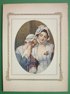 VILLAGE BRIDE w/ a Rose Sad Sister by J.B. Greuze - 1912 COLOR Print - Picture 1 of 1