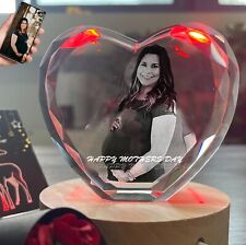 Personalized 3D Crystal Laser Photo Custom Picture Fathers Mothers Day Gift Set