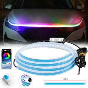 Dynamic Scan Start Up Hoodbeam Kit Flexible Car Hood LED Strip Lights 150CM US - Picture 1 of 12
