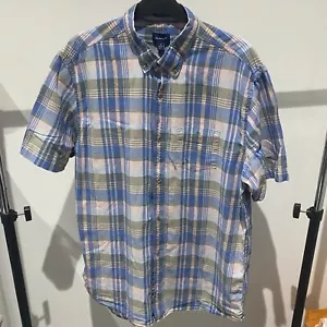 GANT Shirt XL 17.5 Mens Multicoloured Checked Regular Fit Cotton Short Sleeve - Picture 1 of 9