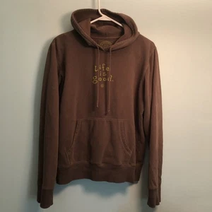 Life Is Good Damen Langarm Pullover Hoodie Pulli Large braun bestickt - Bild 1 von 7