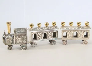 Vintage Brass Train Hanukkah Menorah Unique Judaism Candle Holder Free Shipping - Bild 1 von 17