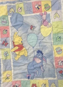 Vintage Winnie The Pooh & Friends Crib Quilt Blanket Piglet EUC - Picture 1 of 6