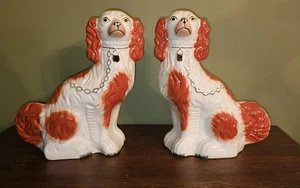 Staffordshire Cavalier King Charles Spaniels cani statuine 12" firmate - Foto 1 di 18