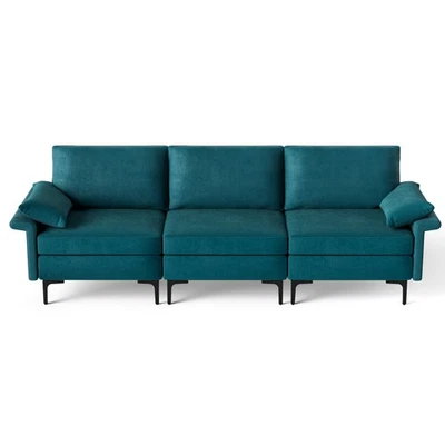 Sofá sofá moderno Loveseat de 3 asientos con 3 cojines de respaldo y almohadas de reposabrazos azul Foto 1 de 4