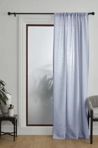 Solino Home Chambray Blue Linen Curtain 108 Inches Long, Light Filtering Rod.... - Picture 1 of 7