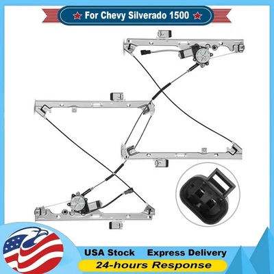 1 par de reguladores y motor de ventana eléctrica delantero izquierdo y derecho para Chevy Silverado 1500 Foto 1 de 4