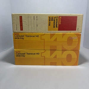 3 Kodak Carousel Transvue 140 Slide Projector Trays Original Boxes & Manual - Picture 1 of 7