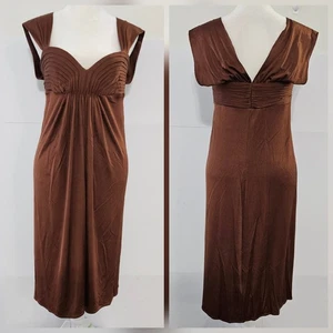 BCBG Maxazria Size S Brown Ruched Bust Gathered Waist Cocktail Dress Party Eveni - Picture 1 of 22