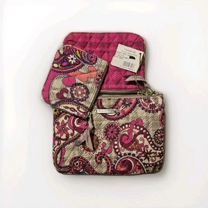 Nuevo con etiquetas Vera Bradley Trío Cosmético Paisley Cumple con Cuadros Rosa Paisley Patrón Manchado - Imagen 1 de 3