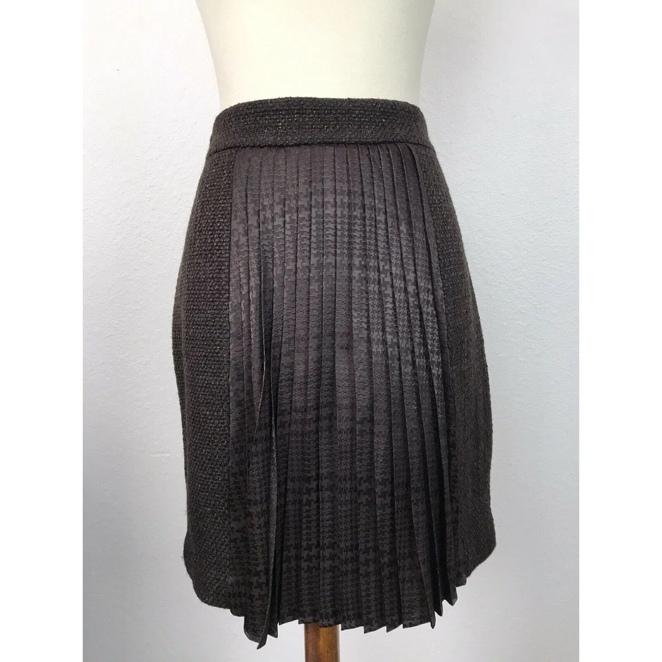 Falda 2B Rych para mujer talla 8 plisada tweed hasta la rodilla mezcla de lana marrón Foto 1 de 4