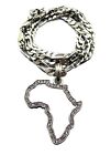 NEW AFRICA MIRROR HIP HOP PENDANT 5mm/24" FIGARO CHAIN NECKLACE -MSP337