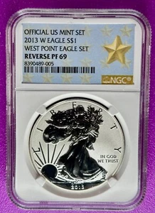 2013 W $1 Westpoint American Silver Eagle NGC Reverse PF69 ASE (005) - Picture 1 of 2