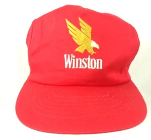 Vintage Winston Zigaretten Druckknopfleiste Mütze Kappe rotgold Adler Logo 1980er-1990 - Bild 1 von 8