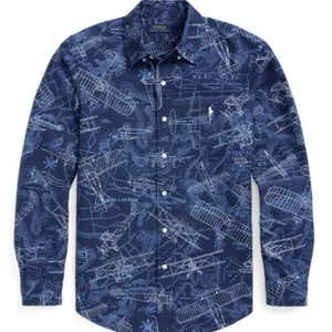 NEW Polo Ralph Lauren Men's Small Classic Fit Aviation Oxford AOP Down Shirt - Picture 1 of 6