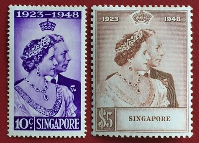 MALAYA SINGAPORE 1948 Royal Silver Wedding set of 2V MH SG#31&32 M4952 - Image 1 of 3