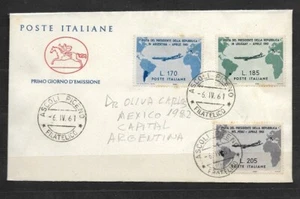 ITALY Sc 832 to 834 on FDC to ARGENTINA Gronchi Special Flight 1961 FVF - Picture 1 of 1