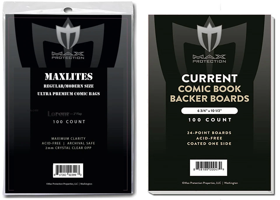 200 MaxLites 2 bolsas/tableros de cómic súper transparentes tamaño regular/moderno Foto 1 de 1