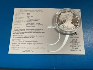 2006w American Walking Liberty Eagle. 1oz Silver Proof Coin. With COA and Box. - Picture 1 of 4