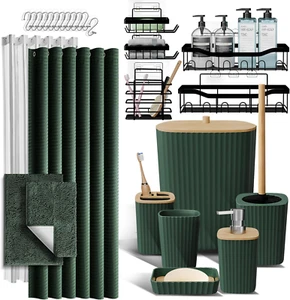 Bathroom Accessories Set with Shower Caddy and Bath Rugs 27PC Bathroom Accessory - Picture 1 of 12
