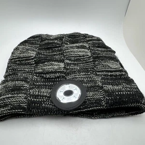 MENS BLACK LIGHTS UP SUPER BRIGHT BEANIE HAT fleece lined SUPER COND! WORKS! G29 - Picture 1 of 5