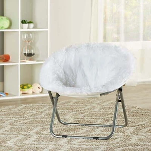 Blair Plush Faux-Fur Kids Foldable Accent Chair Saucer Chair Playroom Dorm Home - Picture 1 of 4