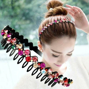 Cerchietto donna cristallo strass cerchietto capelli denti accessori capelli - Foto 1 di 18