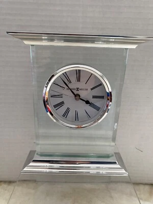 Howard Miller Clifton Table Mantel Desk Clock Glass Metal 645641 Modern Works - Image 1 of 4
