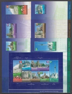 NEW ZEALAND 2002 SET (x7) MINT M/S's ex BOOKLET ARCHITECTURE HERITAGE (ID:PB07) - Picture 1 of 1