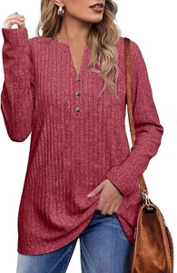 Ladies V Neck Long Sleeve Pullover Sweater Casual Soft - Picture 1 of 4