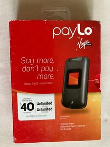 Samsung Entro Flip Phone Paylo Virgin Mobile Color Display Black Speakerphone - Picture 1 of 4