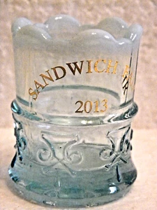 2013 Sandwich Fair Zahnstocher Halter Illinois klar Lite blaues Glas mit weißer Lippe - Bild 1 von 5