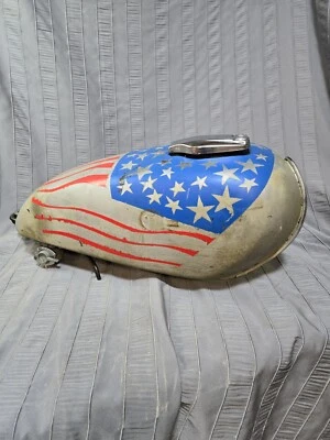  YAMAHA 1978 xs650 GAS TANK xs 650 twin vintage dual petcock American Flag  - Image 1 of 4