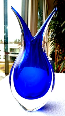 Schwere Glas Vase - MURANO - dekoratives Designerobjekt - Höhe 17,5 cm - 0,6 kg - Bild 1 von 4