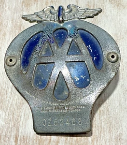 Insignia de coche de la Asociación de Automóviles AA OZ52468 frente azul edición Australia 1949 rara - Imagen 1 de 5