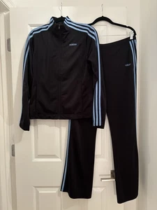 Adidas Trainingsanzug schwarz mit blauem Besatz - Jacke & Hose - Medium - Bild 1 von 14