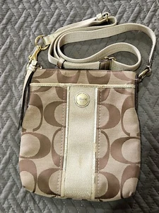 Borsa a tracolla Coach marrone e marrone firmata jacquard legacy swingpack - Foto 1 di 8