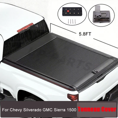 5.8Ft Retractable Beds Tonneau Cover For 14-25 Silverado 1500/GMC Sierra 1500 Foto 1 de 4