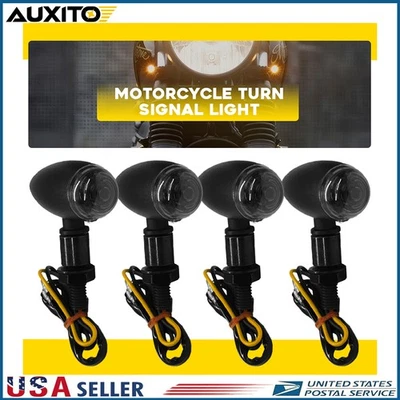 4X Black Motorcycle Turn Signal Lights Mini Bullet Blinker Amber Indicator Light - Image 1 of 4