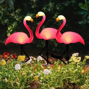 3 Stück Solar Flamingo Leuchte LED Außen Hof Lampe Garten Leuchte Wasserdicht  - Bild 1 von 5